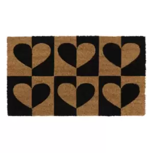 JVL Eco-friendly Latex Backed Coir Door Mat, Heart To Heart