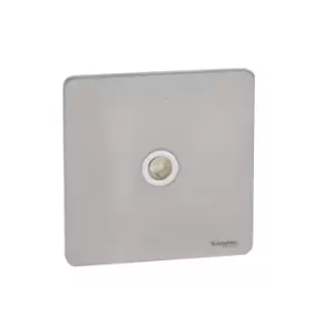 Schneider Electric Ultimate Screwless Flat Plate - Single TV/FM Aerial Socket, GU7410WSS, Stainless Steel with White Insert