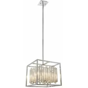 Hanging Ceiling Pendant Light Chrome & Crystal Gorgeous Modern Square Box Shade