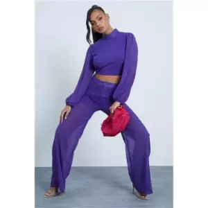 I Saw It First Purple Co-Ord Wide Leg High Waist Trousers - Purple