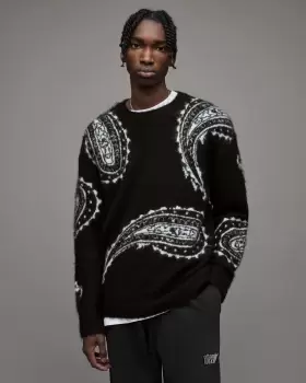 AllSaints Woodblock Paisley Crew Jumper