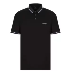 Armani Exchange Tipped Small Logo Polo Shirt - Black