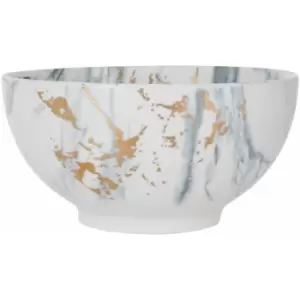 Premier Housewares Fruit Bowls Porcelain Salad Bowl Porcelain Salad Bowl & Servers White And Grey Marble Large Salad Bowls With Metallic Detail Large