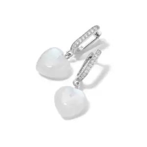 Daisy London 925 Sterling Silver Beloved Moonstone Heart Drop Earrings Sterling Silver