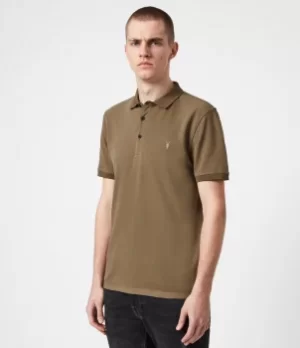 AllSaints Mens Reform Short Sleeve Polo Shirt, Saguaro Green, Size: S