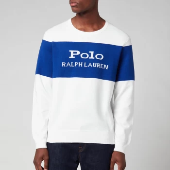 Polo Ralph Lauren Mens Stripe Crewneck Sweatshirt - White - S