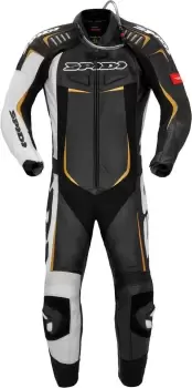 Spidi Track Wind Pro One Piece Motorcycle Leather Suit, black-gold, Size 52, black-gold, Size 52