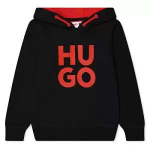 HUGO Boys Large Logo Hoodie - Black