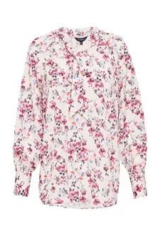 French Connection Linosa Crepe Light Floral Blouse Pink