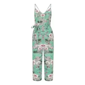 Yumi Sage Green Tropical Palm Print Jumpsuit - Green