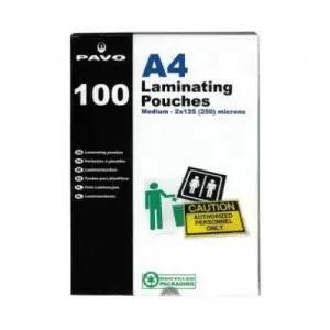 Pavo Laminating Pouch 2x125 Micron A4 Gloss Box of 100 8005710 28673PV