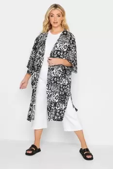 Longline Tropical Print Cover Up