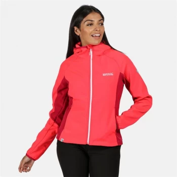 Regatta Womens Arec II Hooded Softshell Jacket - NeonPk/DkCrs