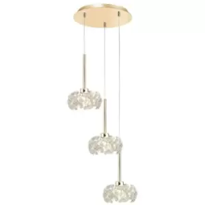 Luminosa Beluga 3 Light G9 2m Round Ceiling Pendant With French Gold And Crystal Shade