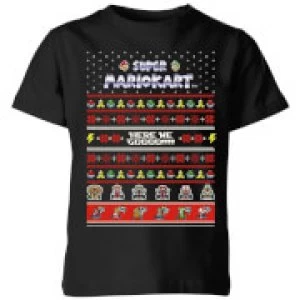 Nintendo Mario Kart Here We Go Kid's Christmas T-Shirt - Black - 9-10 Years