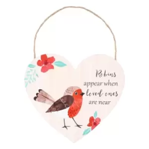 Something Different Loved Ones Robin Heart Plaque (One Size) (Cream/Red/Brown)