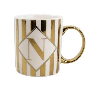 Mug Initial N Gold Patterned