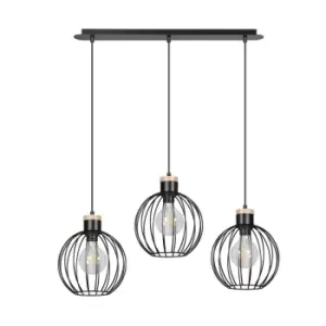 Barbado Black Wire Frame Pendant Ceiling Light 3x E27