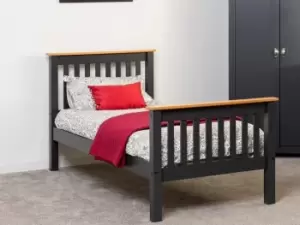 Seconique Monaco 3ft Single Grey and Oak Wooden Bed Frame High Footend