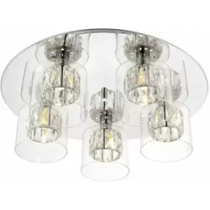 Loops - Flush Ceiling Mount Light Chrome Crystal Chandelier Round Modern Bulb Pendant