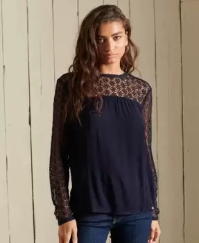 Superdry Long Sleeve Woven Lace Top