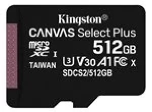 512GB, microSDXC, Class 10, UHS-I, 3.3 V