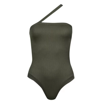 Firetrap Ribbed Swimsuit Ladies - Khaki