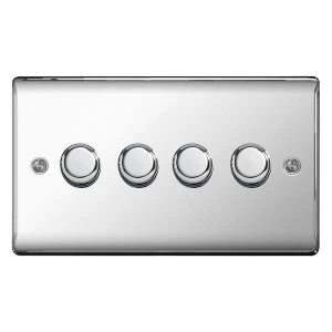 BG Nexus Metal Polished Chrome 4 Gang 2 Way Dimmer Switches - NPC84P