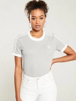 adidas Originals 3 Stripe Tee - Grey Heather, Size 22, Women