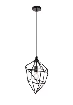 Medium Caged Ceiling Pendant, 1 x E27, Black Nickel