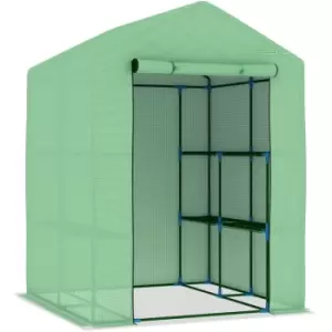 Vidaxl - Greenhouse with Shelves Steel 143x143x195cm Green