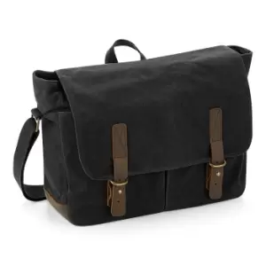 Quadra Heritage Waxed Canvas Messenger Bag (One Size) (Black)