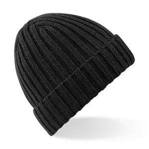 Beechfield Unisex Winter Chunky Ribbed Beanie Hat (One Size) (Black)