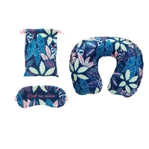 Sass & Belle Variegated Leaves Travel Pillow and Eye Mask Set