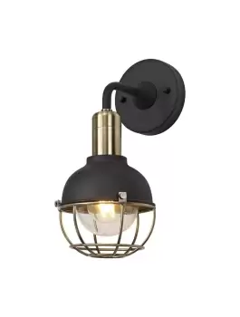 Dome Wall Lamp, 1 Light E27, IP65, Matt Black, Brushed Bronze