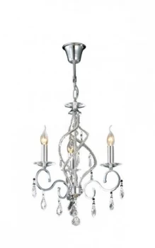 Ceiling Pendant Chandelier 3 Light Polished Chrome, Crystal