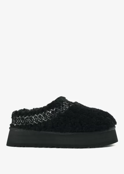 Ugg Womens Tazz Shearling Slipper With Braid In Black