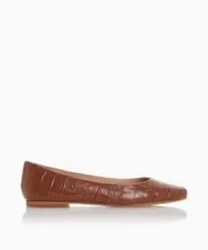 Dune Tan Croc Print Leather Leather 'Halladay' Ballet Pumps - 3