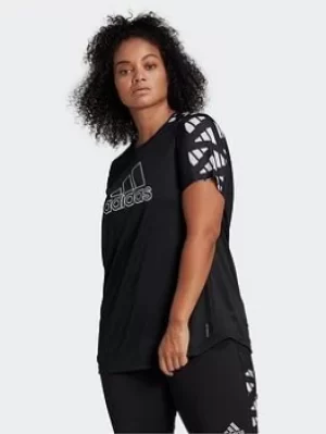 adidas Own The Run Celebration T-Shirt (plus Size), Black, Size 1X, Women