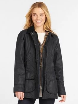 Barbour Beadnell Wax Jacket - Navy, Size 8, Women