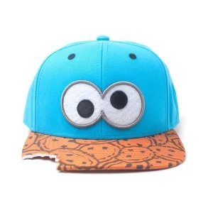 Sesame Street - Eyes With Cookie Bite Unisex X-LargeSnapback Baseball Cap - Blue/Pattern