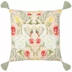 Heritage Swans Tasselled Cushion Cover, Multi, 43 x 43cm - Evans Lichfield