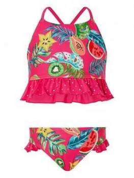 Monsoon Inna Frill Bikini - Pink, Size Age: 14-15 Years, Women