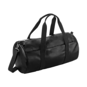 BagBase Faux Leather Barrel Bag (One Size) (Black)