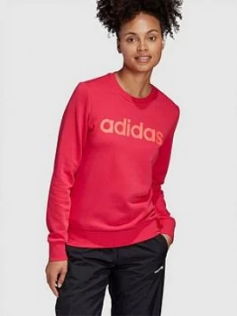 adidas Essentials Linear Crew Sweatshirt - Pink, Size XL, Women