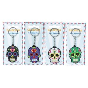 Day of the Dead Skull (Pack Of 4) PVC Keyring