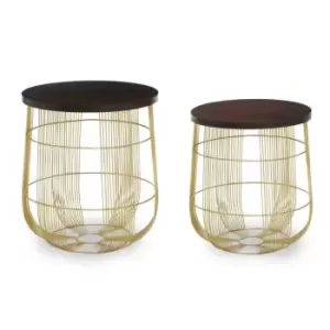 Interiors by PH Set Of 2 Brass Finish Side Tables