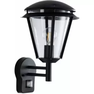 Loops - IP44 Outdoor Wall Lamp Matt Black Steel Modern pir Lantern Porch Curved Move