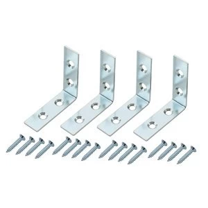 Zinc-plated Mild steel Corner bracket (L)50mm Pack of 4