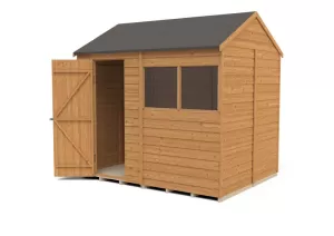 Forest Garden 8 x 6ft Reverse Apex Overlap Dip Treated Shed with Assembly